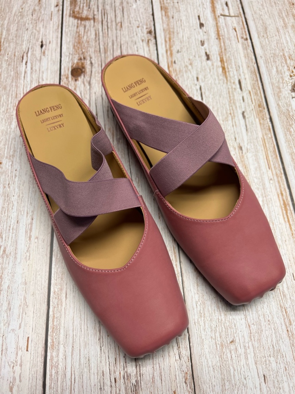 Women's Mauve Slip-On Cross-Strap Flats